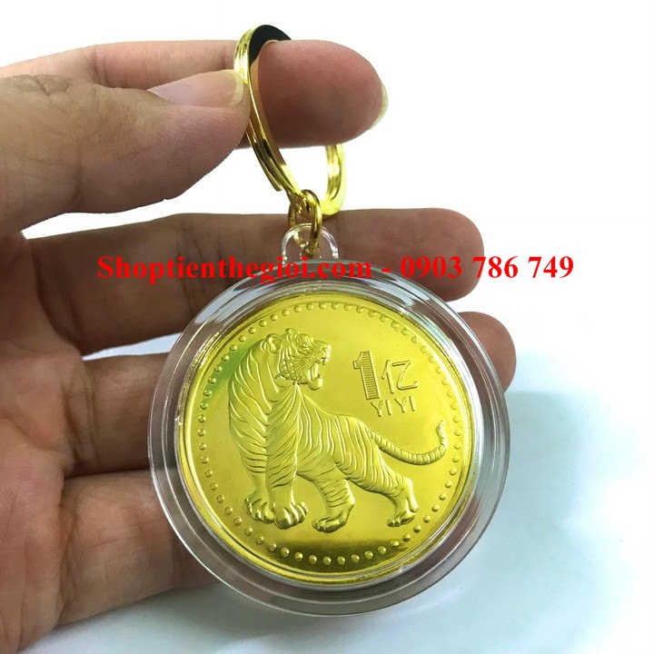 Móc khóa Xu con Cọp 1 Yi Trung Quốc Vàng - SP005343 